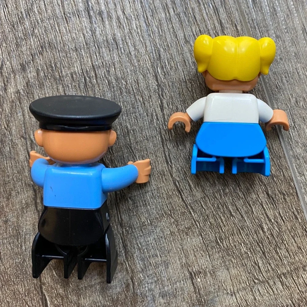 Lego Duplo Figures Lot Police Officer and Girl with Butterfly Shirt 2 Piece Set